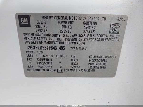 2015 CHEVROLET EQUINOX LTZ — I9