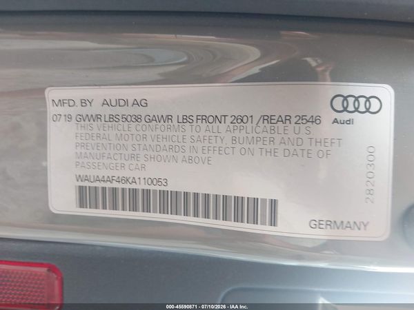 2019 AUDI S4 3.0T PREMIUM