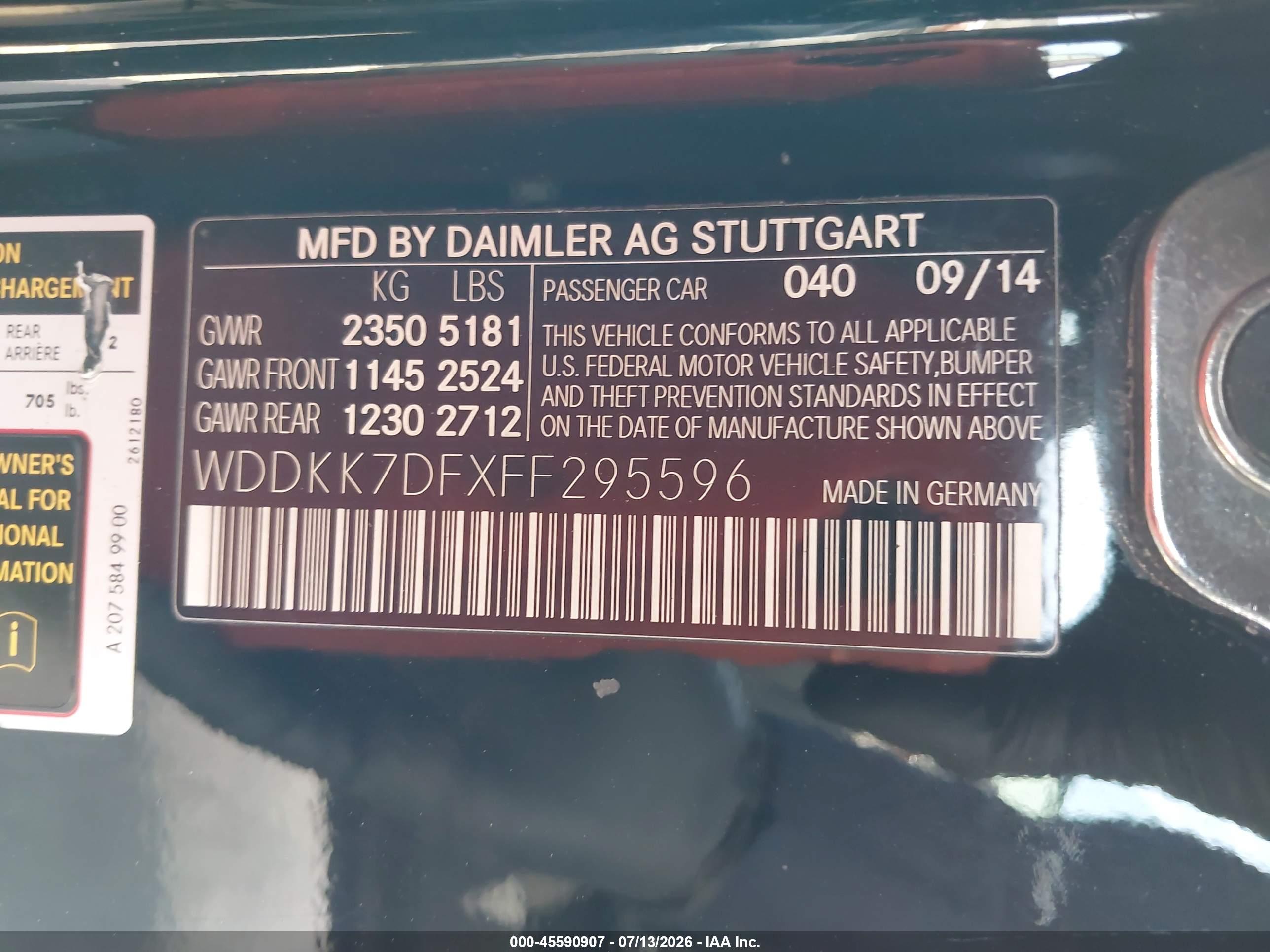 2015 MERCEDES-BENZ E 550 E550
