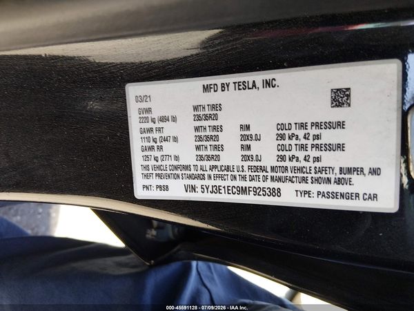 2021 TESLA MODEL 3