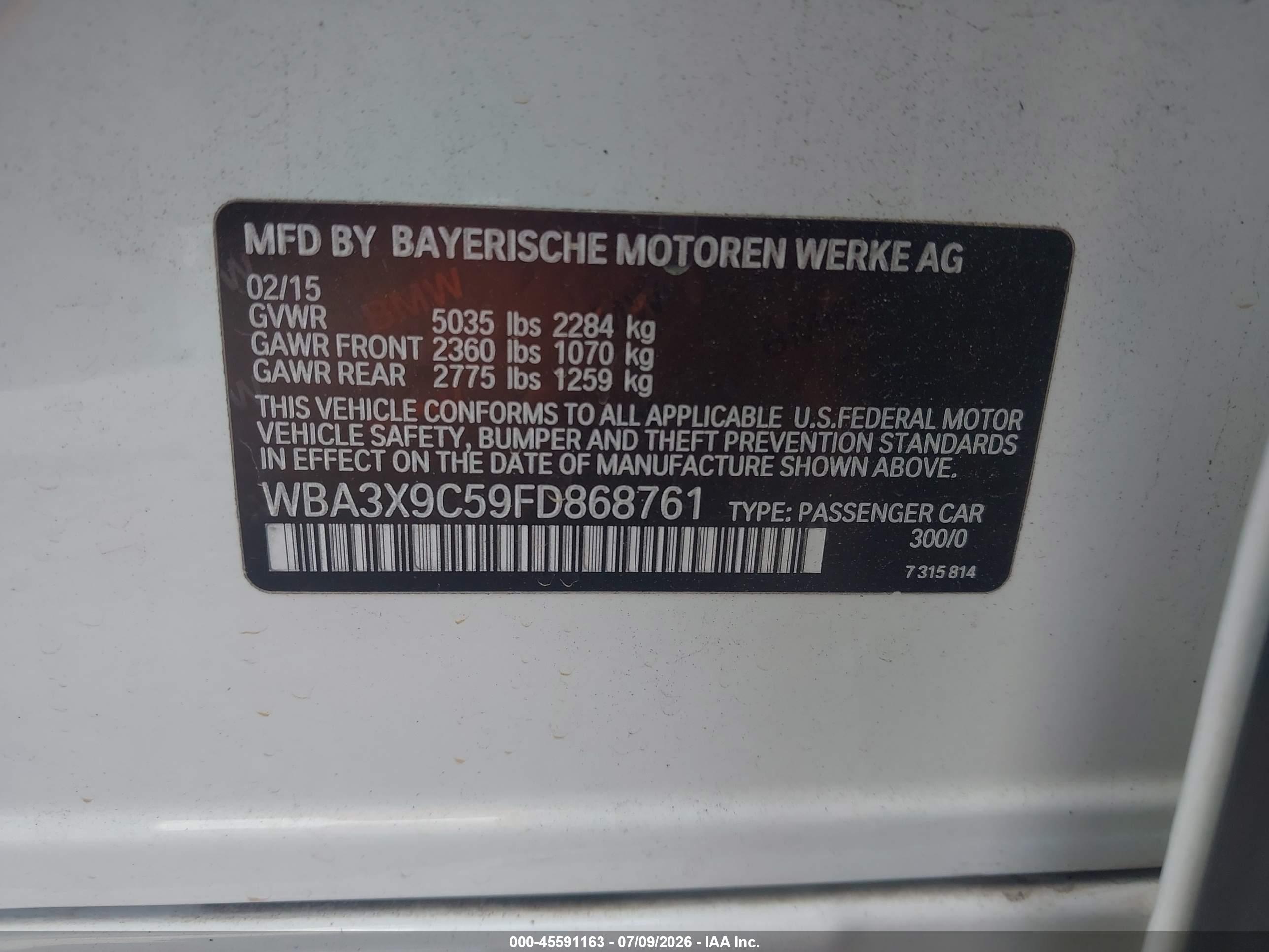 2015 BMW 335I GRAN TURISMO XDRIVE