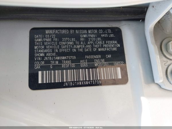 2022 NISSAN ROGUE SPORT S AWD XTRONIC CVT — I9