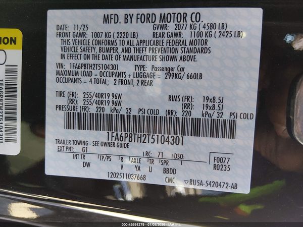 2026 FORD MUSTANG ECOBOOST FASTBACK