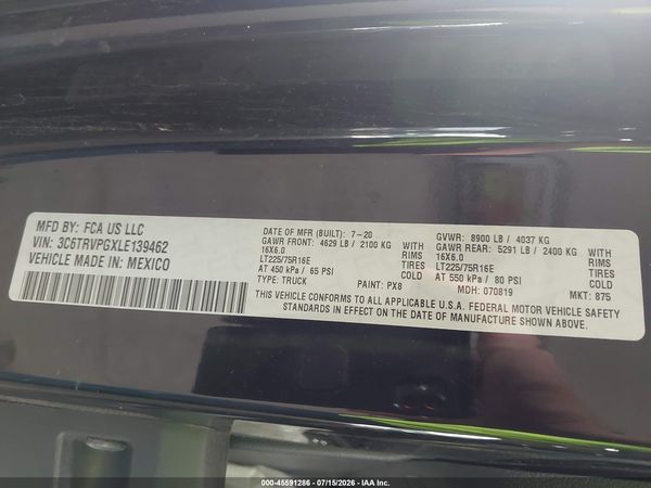 2020 RAM PROMASTER 2500