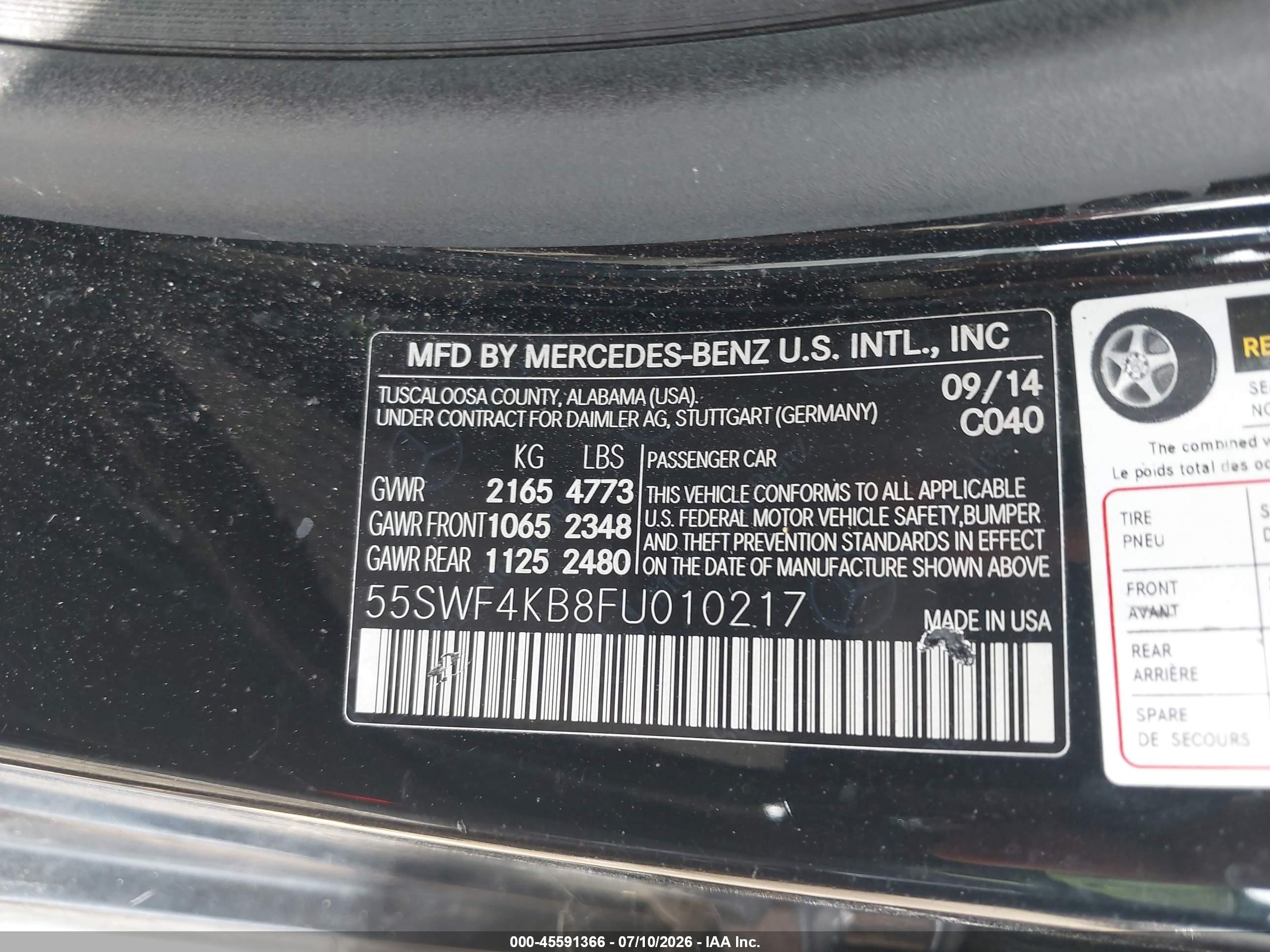2015 MERCEDES-BENZ C 300 4MATIC
