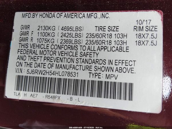 2017 HONDA CR-V EX