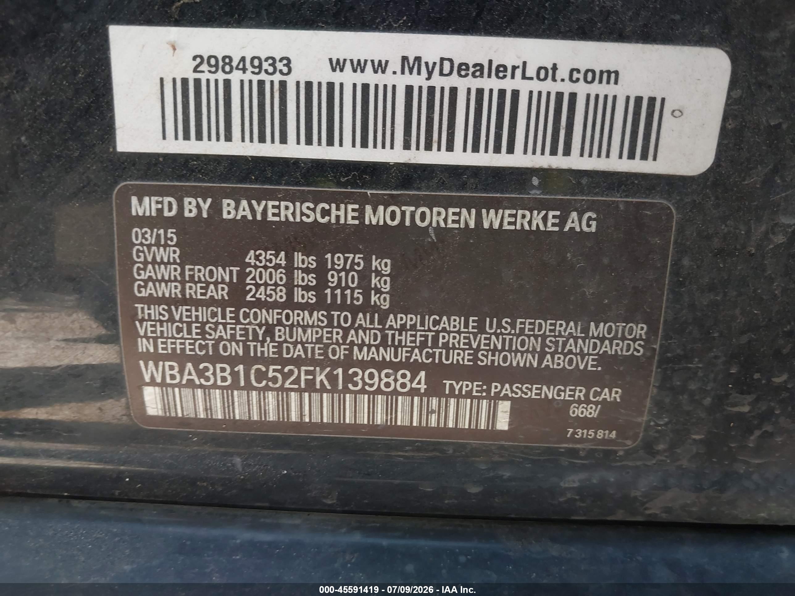 2015 BMW 320I
