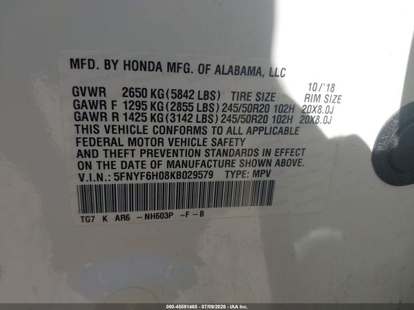 2019 HONDA PILOT ELITE