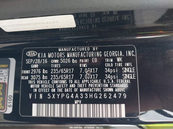 2017 KIA SORENTO 2.4L LX