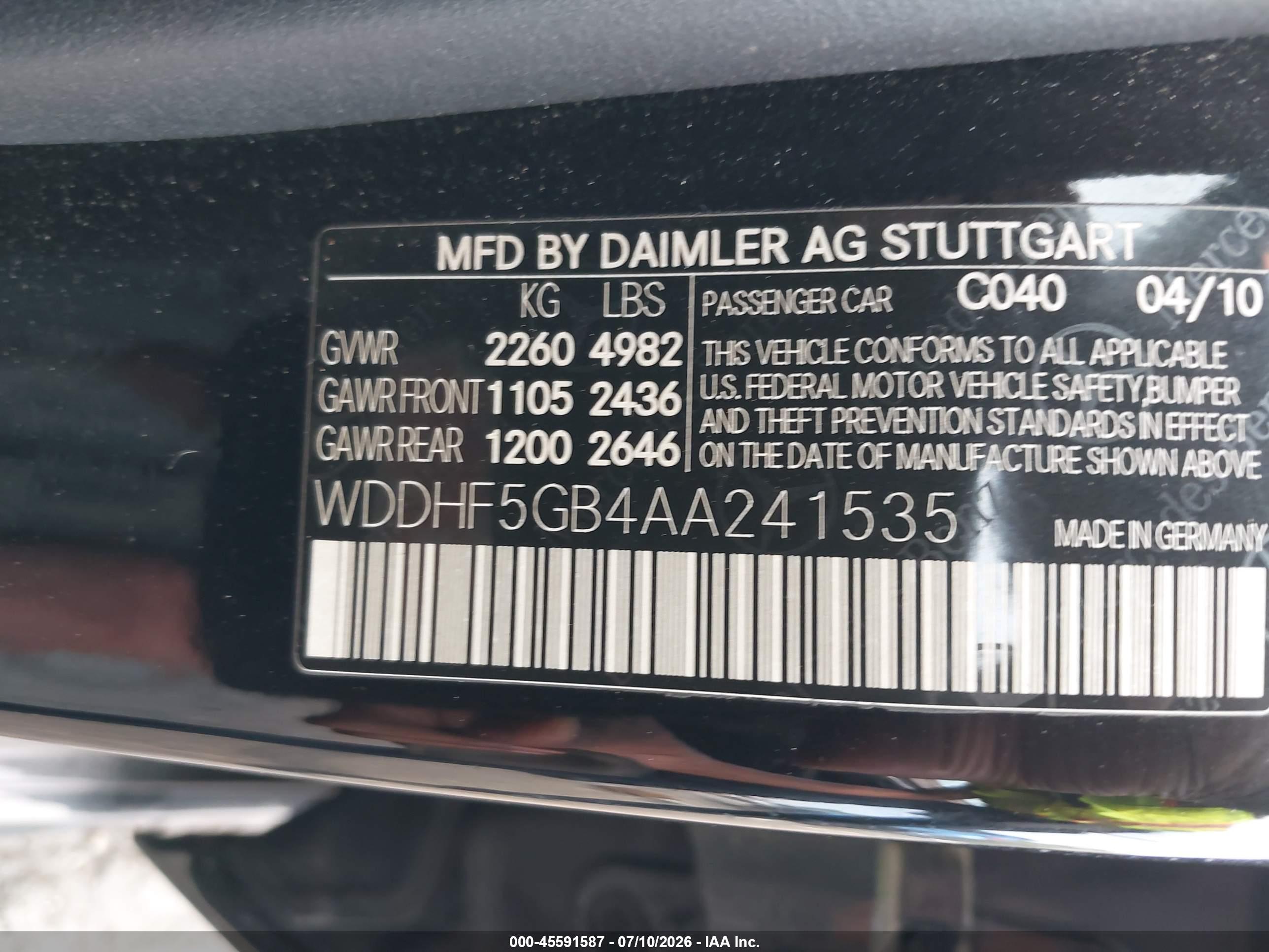 2010 MERCEDES-BENZ E 350 E350