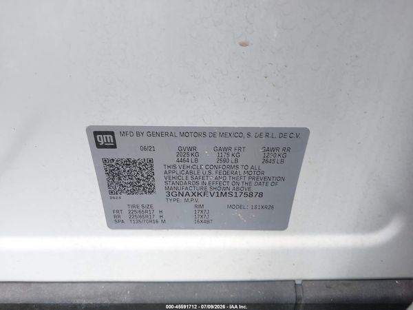 2021 CHEVROLET EQUINOX FWD LT — I9