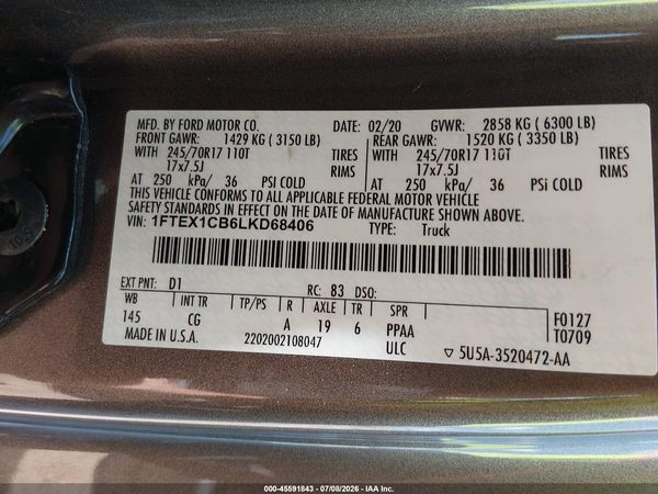 2020 FORD F-150 XL
