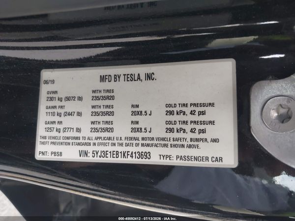 2019 TESLA MODEL 3 LONG RANGE/PERFORMANCE