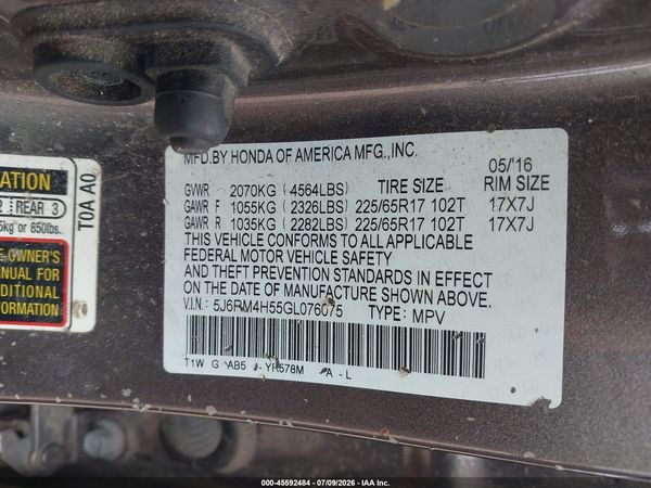 2016 HONDA CR-V EX