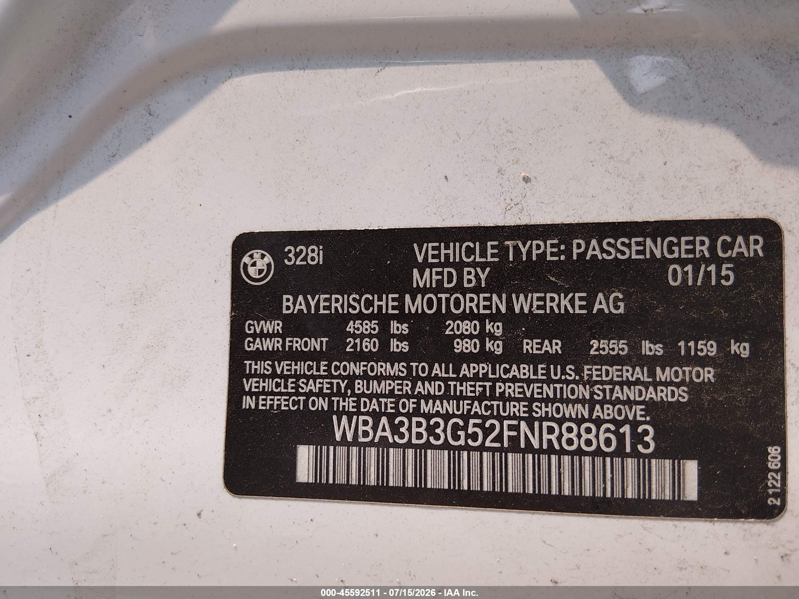 2015 BMW 328I xDrive SA