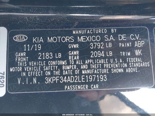 2020 KIA FORTE GT-LINE