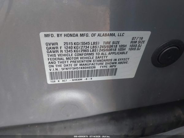 2019 HONDA PILOT EX-L