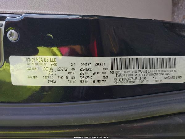 2016 DODGE GRAND CARAVAN SXT