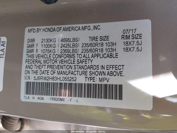 2017 HONDA CR-V EX-L/EX-L NAVI