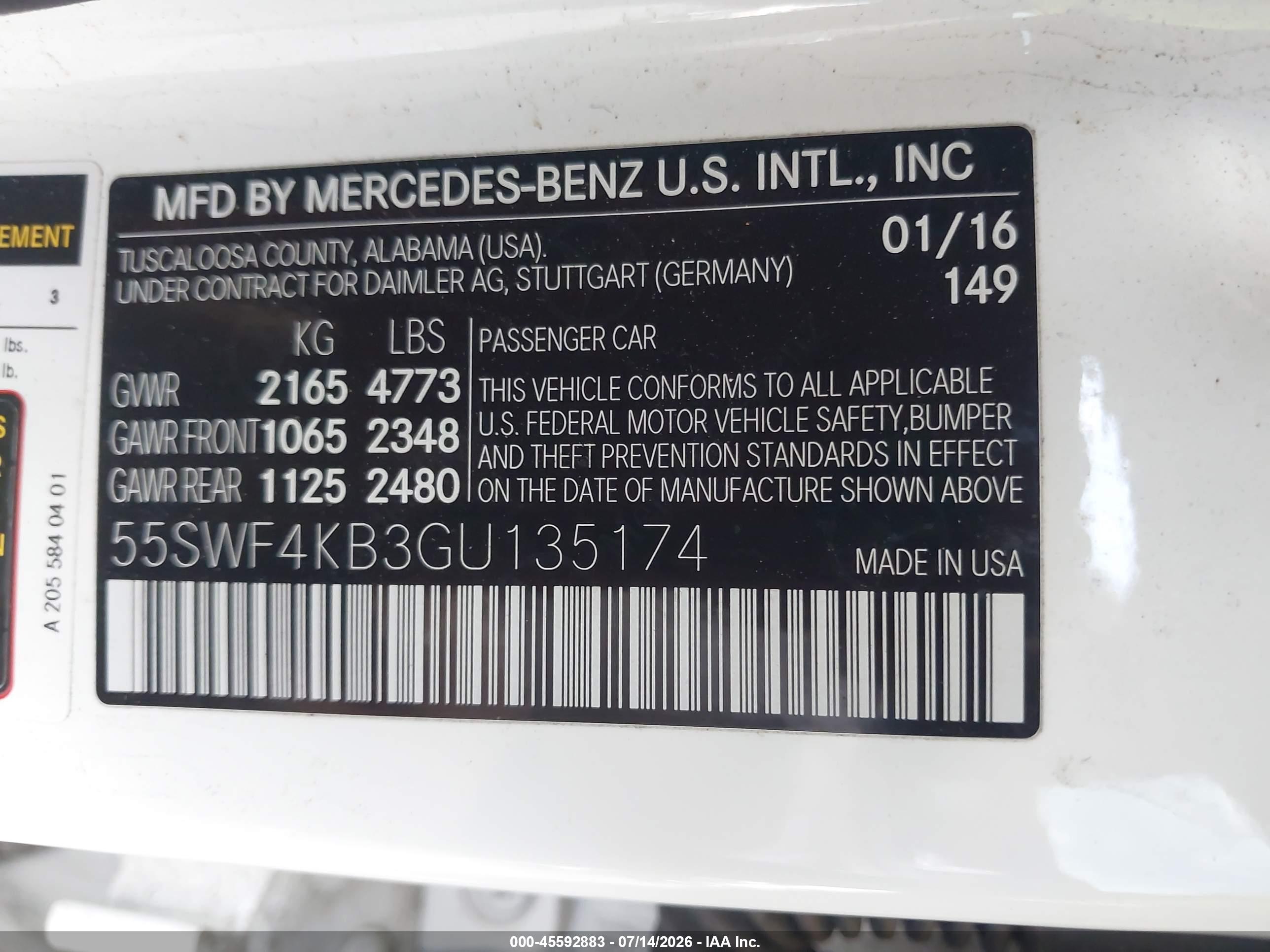 2016 MERCEDES-BENZ C 300 4MATIC