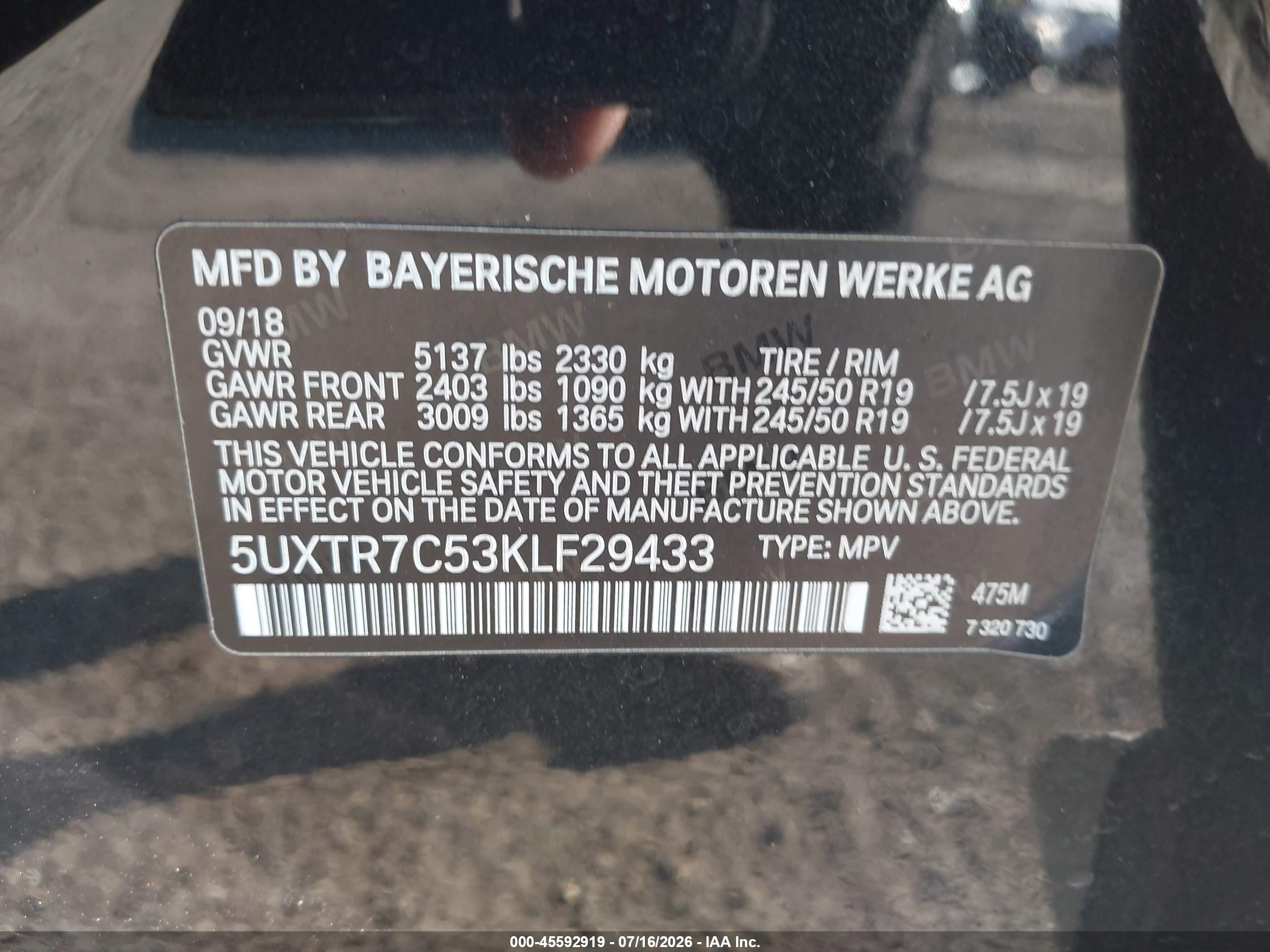 2019 BMW X3 SDRIVE30I