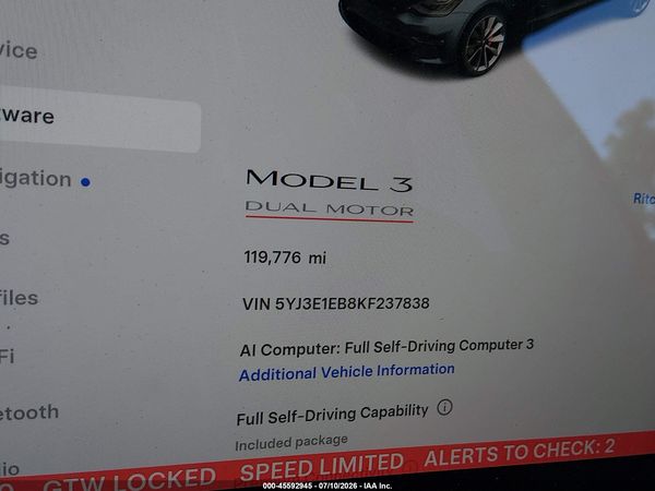 2019 TESLA MODEL 3 LONG RANGE/PERFORMANCE