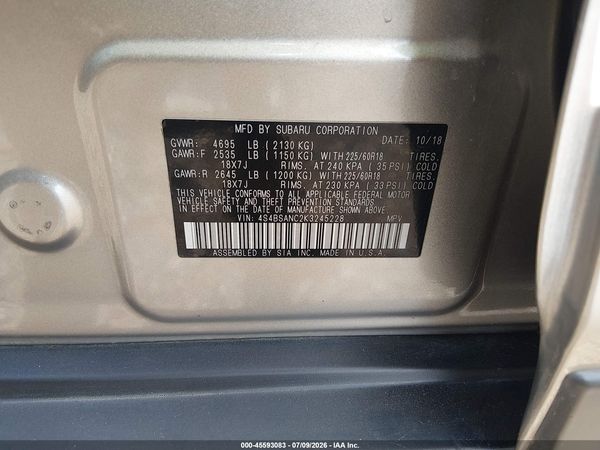 2019 SUBARU OUTBACK 2.5I LIMITED
