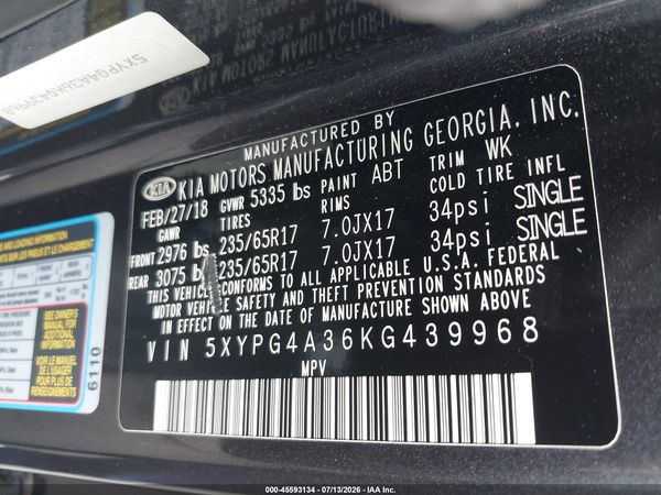 2019 KIA SORENTO 2.4L LX