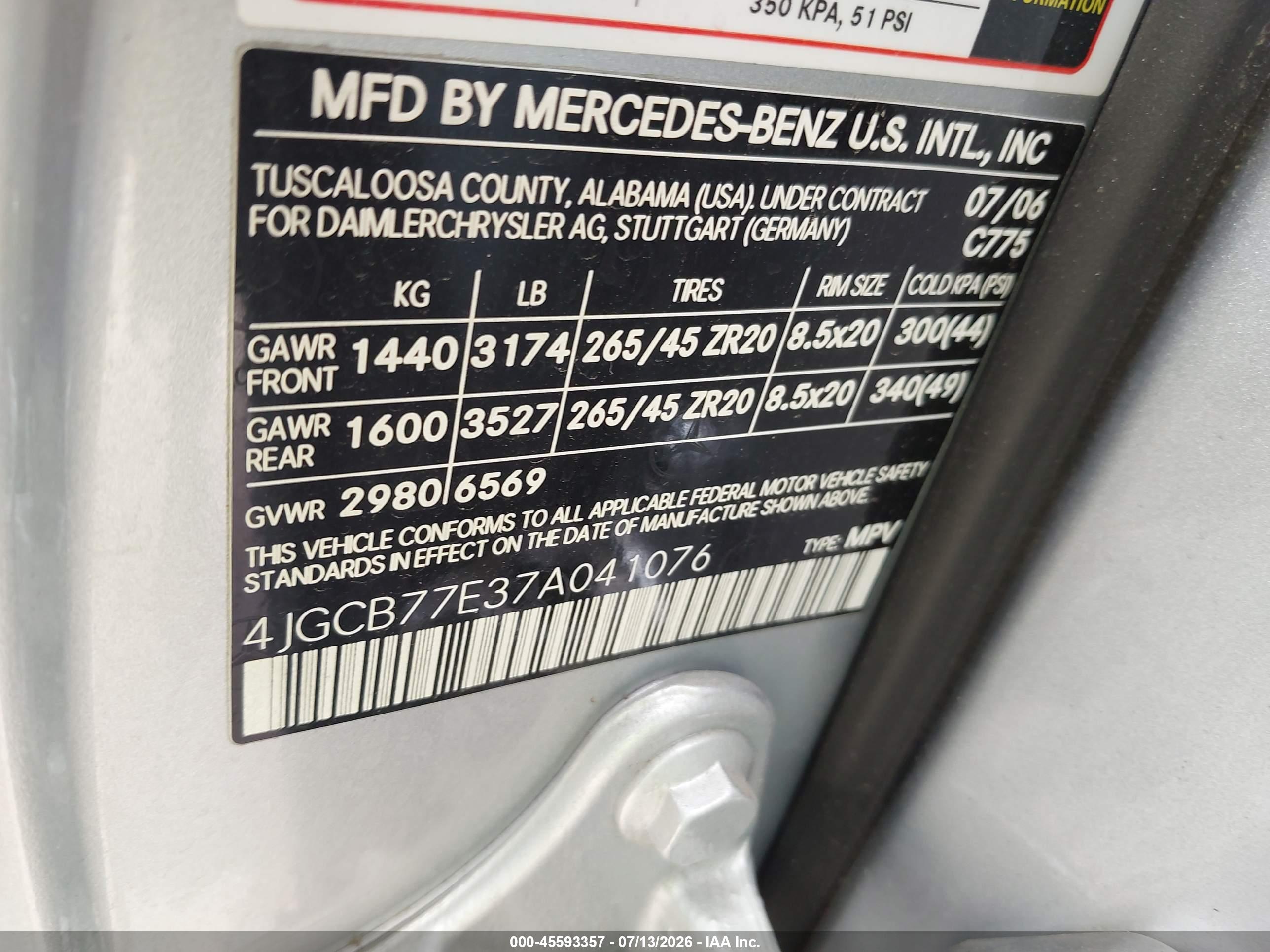 2007 MERCEDES-BENZ R 63 AMG R63 AMG 4-MATIC