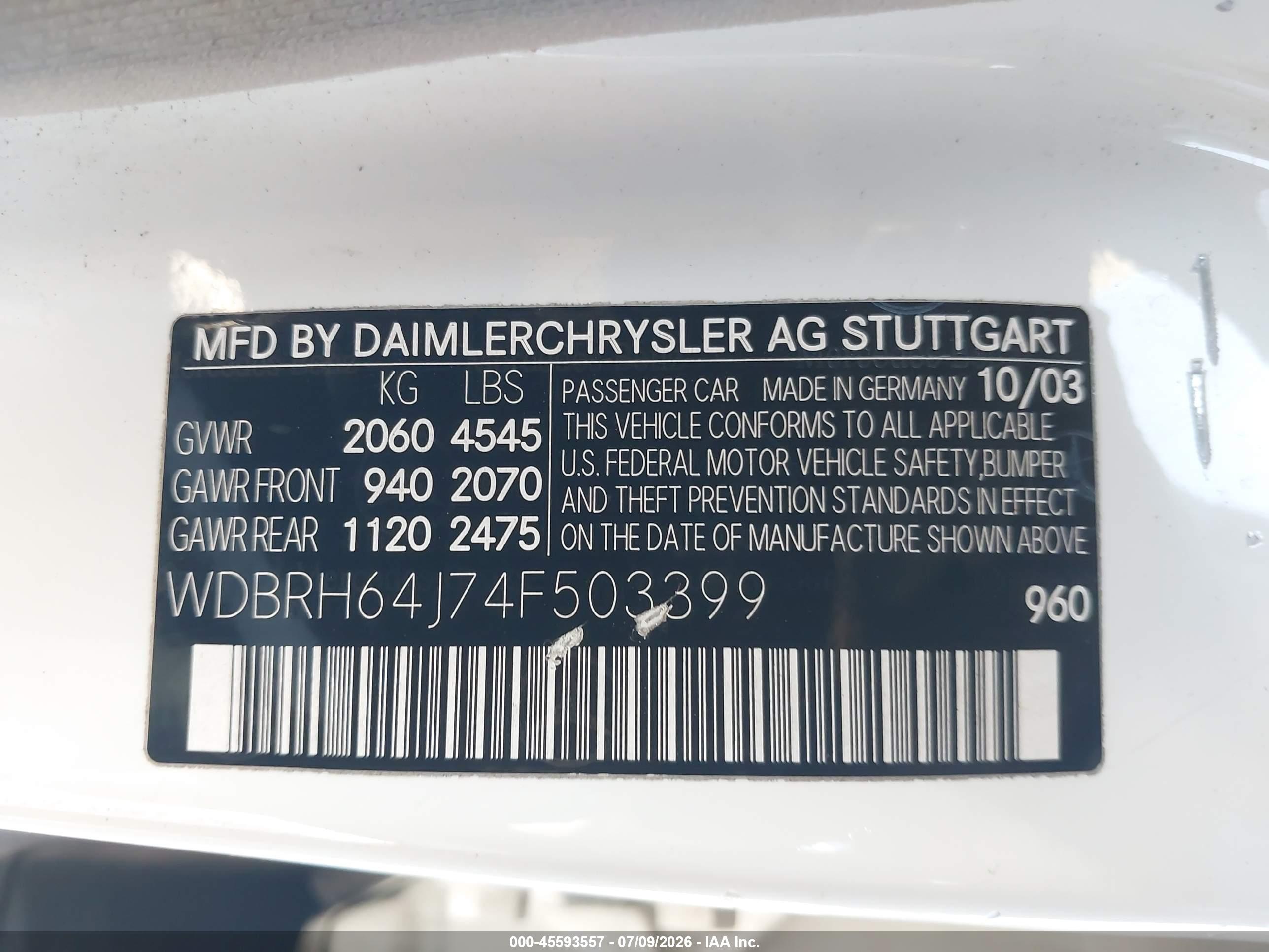 2004 MERCEDES-BENZ C 320 C320