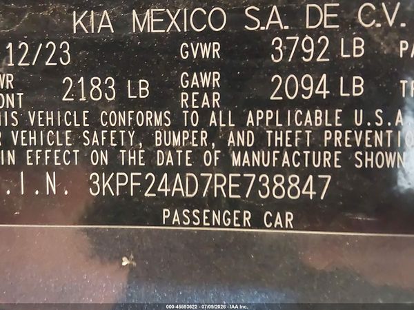 2024 KIA FORTE LXS
