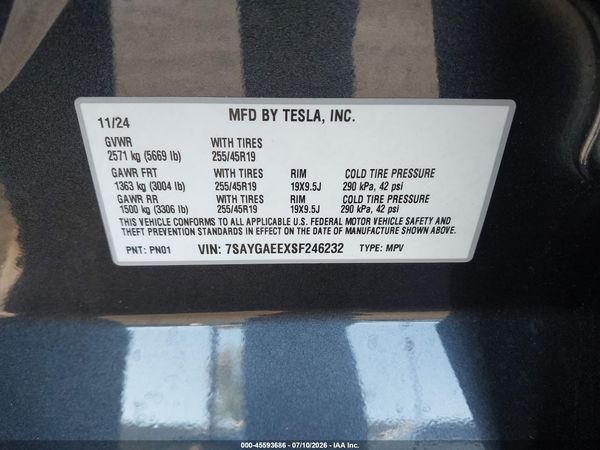 2025 TESLA MODEL Y