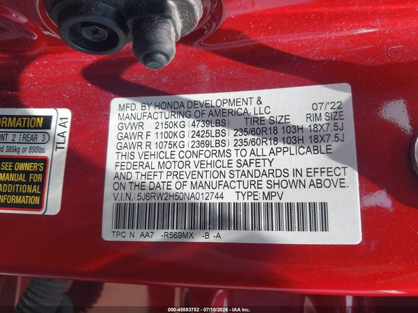 2022 HONDA CR-V AWD EX