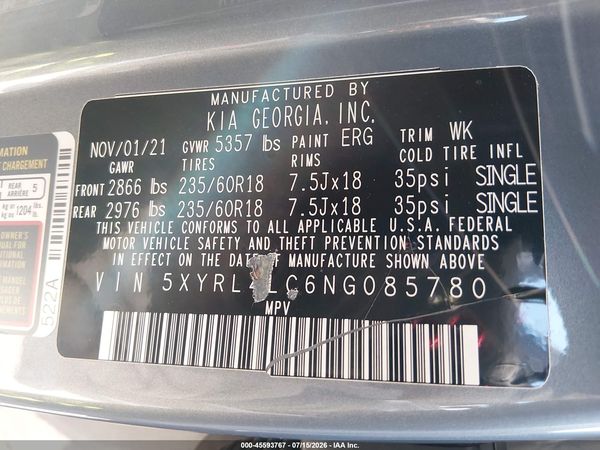 2022 KIA SORENTO S