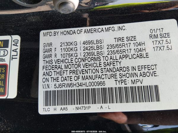2017 HONDA CR-V LX