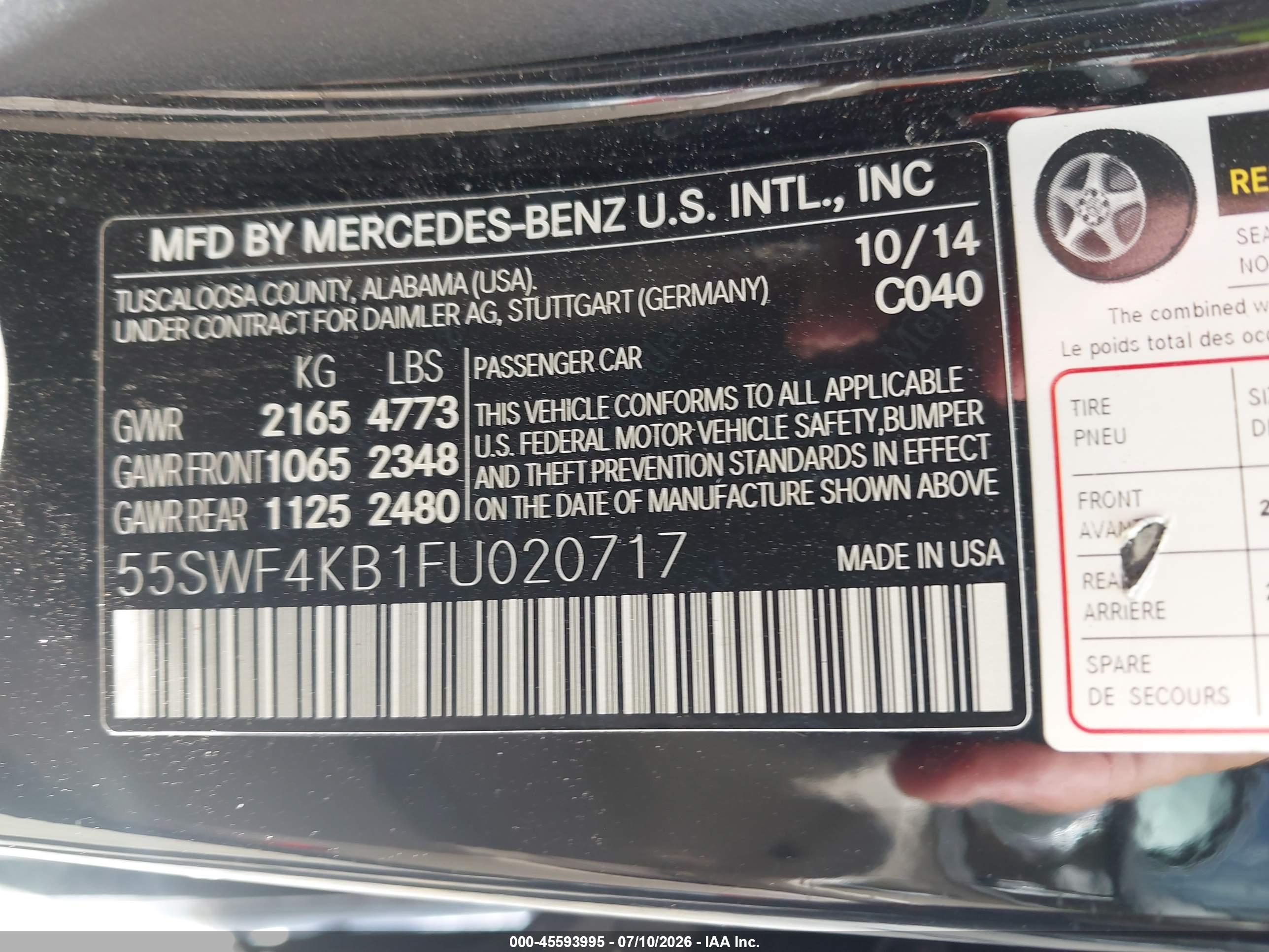 2015 MERCEDES-BENZ C 300 4MATIC