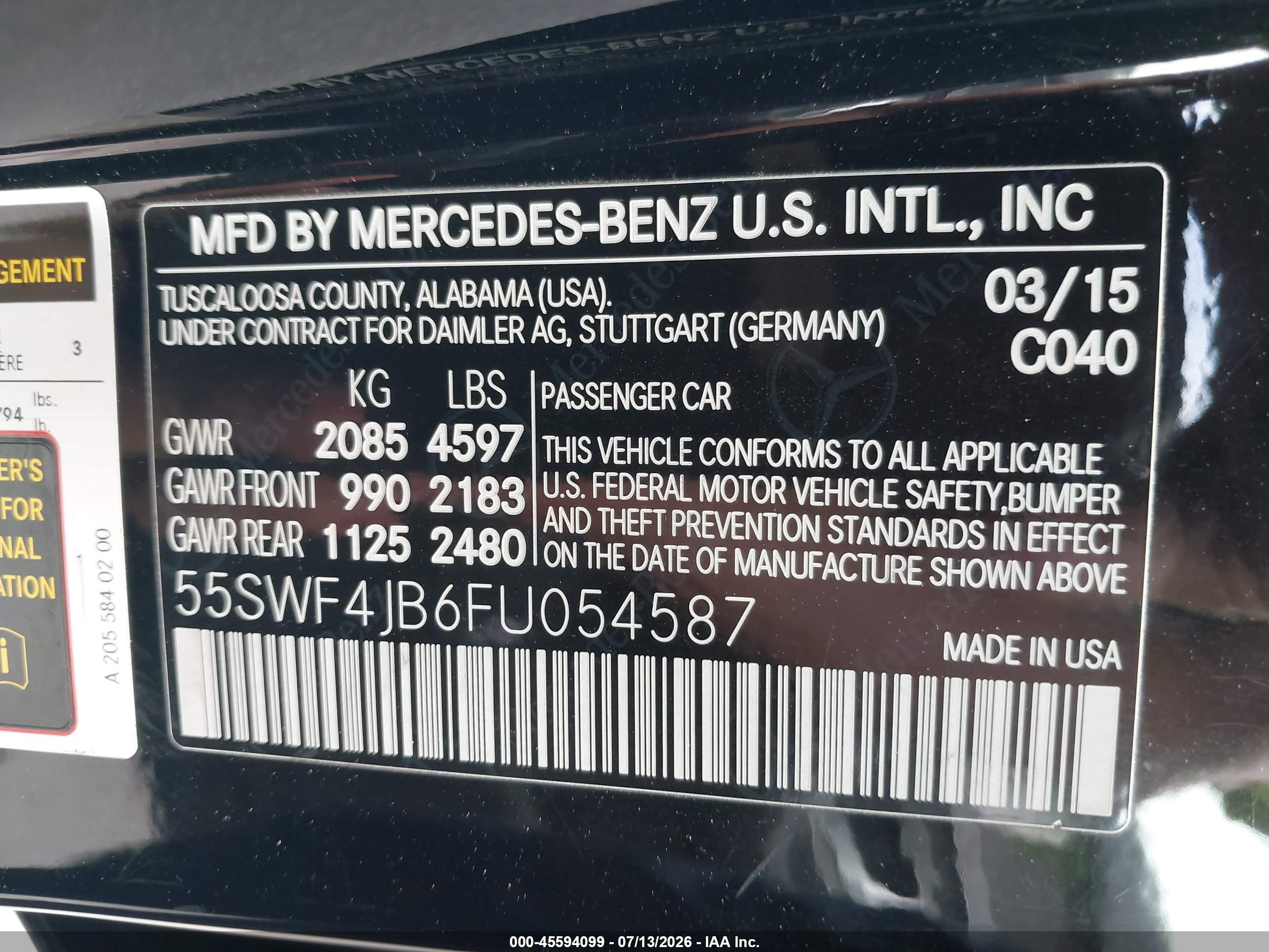 2015 MERCEDES-BENZ C 300 Base