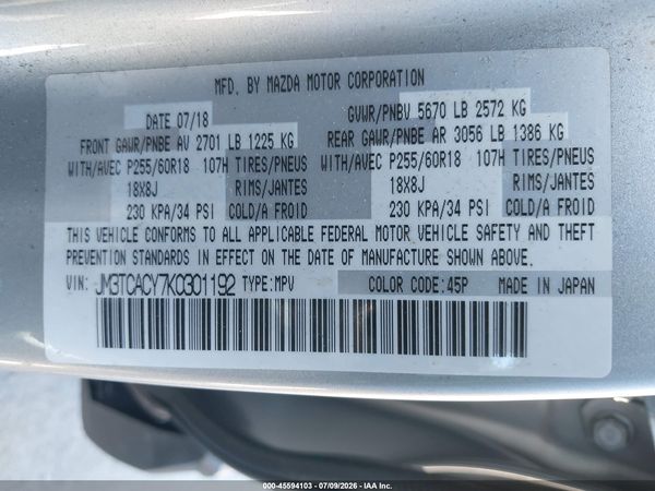 2019 MAZDA CX-9 TOURING