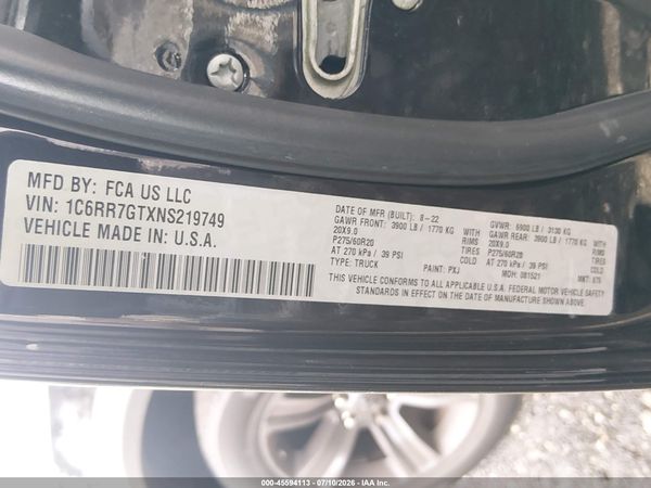 2022 RAM 1500 CLASSIC WARLOCK  4X4 6'4 BOX