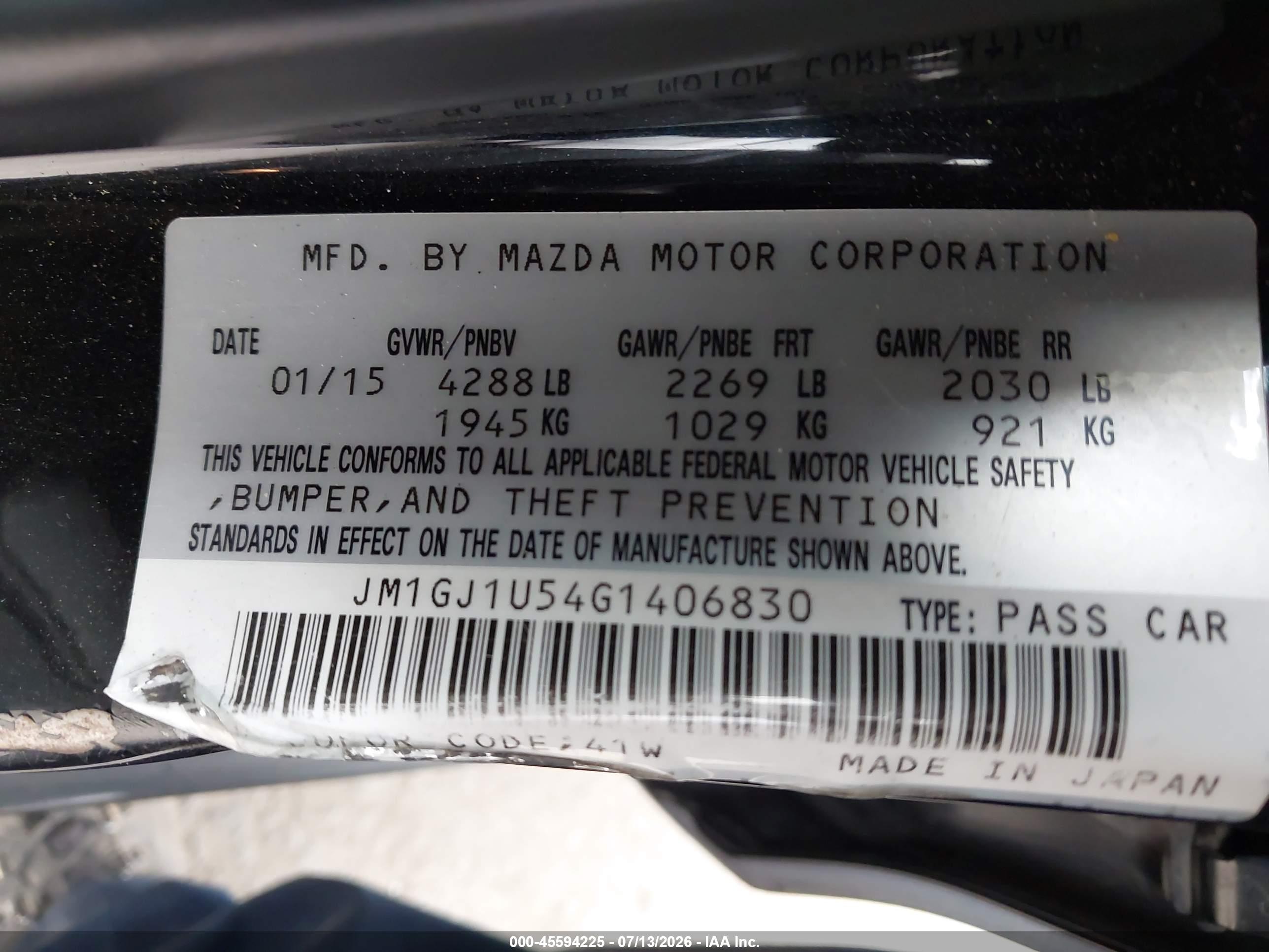 2016 MAZDA MAZDA6 Sport/GX