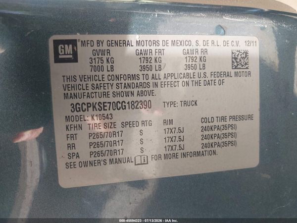 2012 CHEVROLET SILVERADO 1500 LT — I9