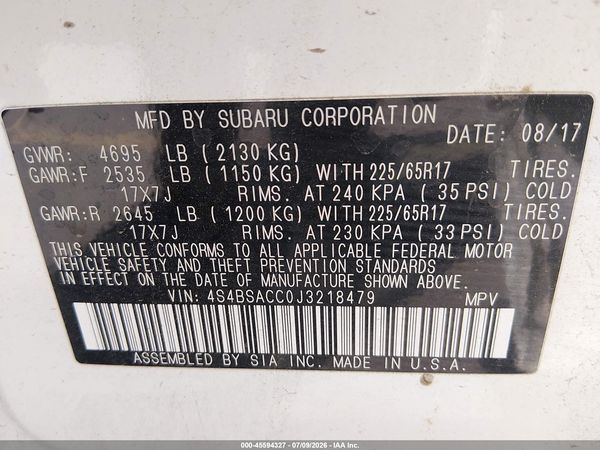 2018 SUBARU OUTBACK 2.5I PREMIUM