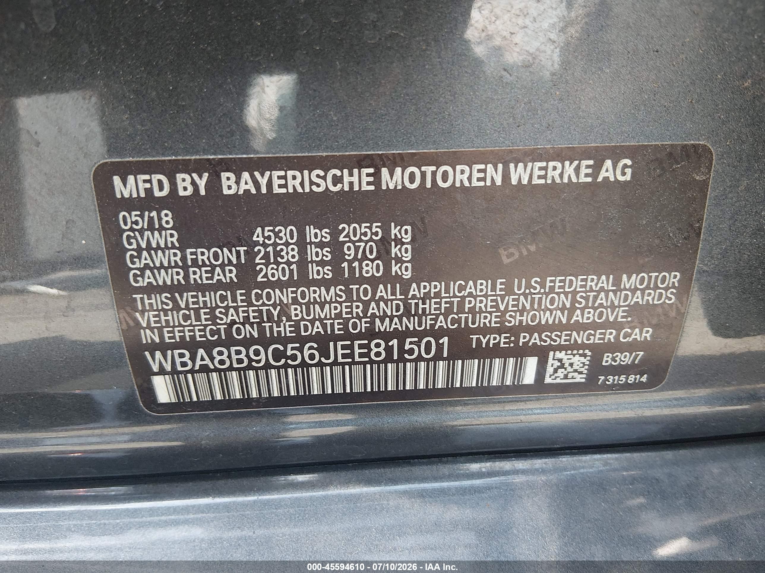 2018 BMW 330I