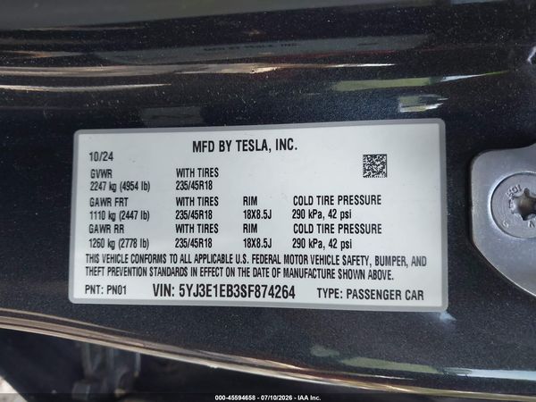 2025 TESLA MODEL 3