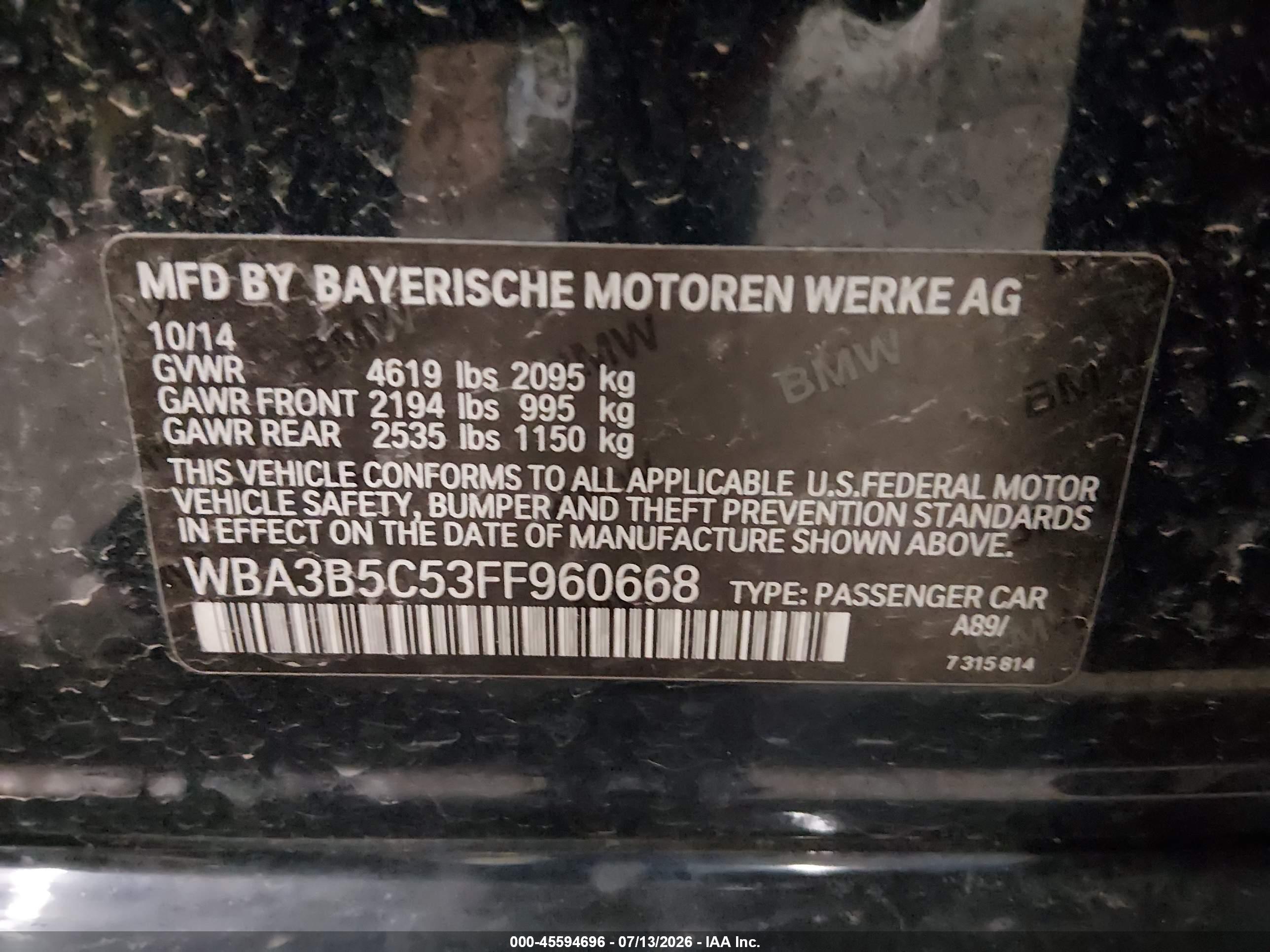 2015 BMW 328I XDRIVE