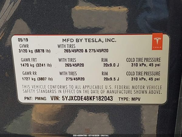 2019 TESLA MODEL X P100D/PERFORMANCE