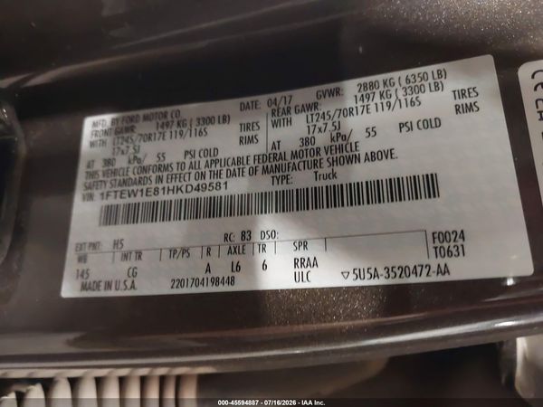 2017 FORD F-150 XL
