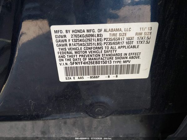 2014 HONDA PILOT LX