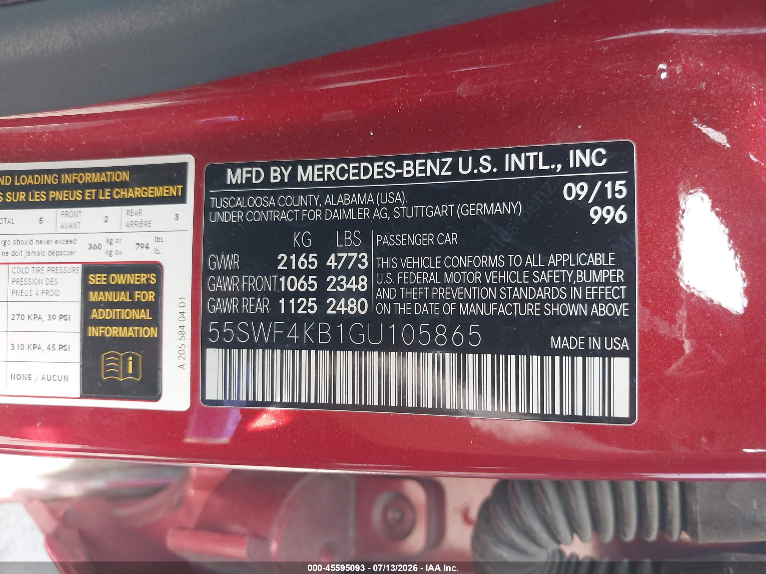 2016 MERCEDES-BENZ C 300 SPORT 4MATIC