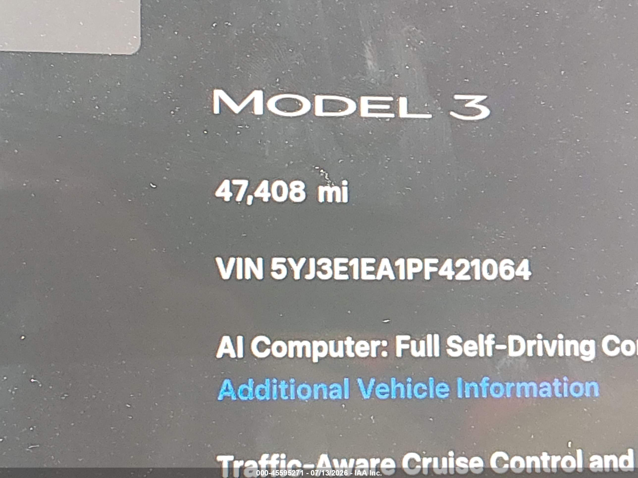 2023 TESLA MODEL 3 REAR-WHEEL DRIVE